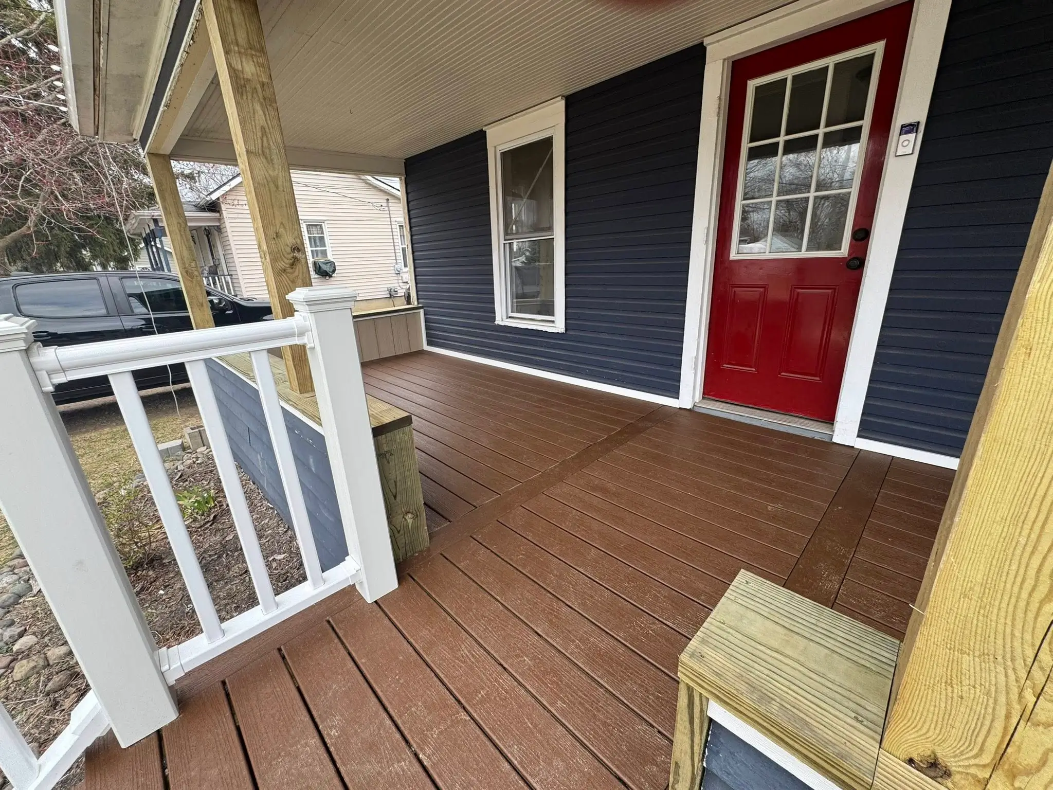 Close-up of composite decking material